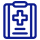 A blue location pin icon with a subtle circular base and pointed tip.